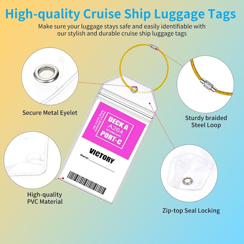 XIANGXING 4 Pcs Lanyards with 6 Pcs Luggage Tag Holders, Luggage Tag Holder & Lanyard with Ship Card Holder for Carnival, NCL, MSC, Costa & Princess 2025-2026, Cruise Ship Essentials - Image 3